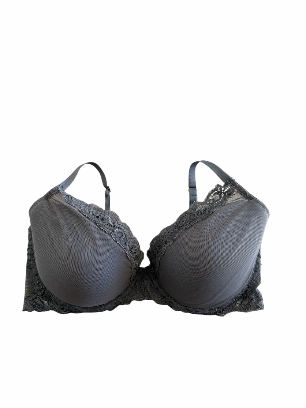 Natori 730023 Women's Feathers Lace Contour Underwire Plunge Bra Gray Size 38DD